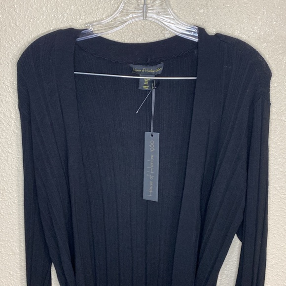 NWT House of Harlow 1960 Black Long Open Front Cardigan Size L - Picture 3 of 13